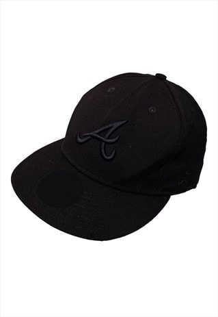 Vintage MLB New Era Atlanta Braves Black Snapback Cap Mens