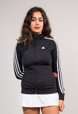 VINTAGE 90'S BLACK ADIDAS TRACKSUIT JACKET TOP
