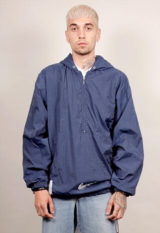 VINTAGE 90'S NIKE NAVY BLUE SPORTS SHELL PULLOVER