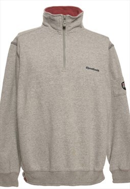 Grey Reebok Quarter Zip Plain Sweatshirt - XL