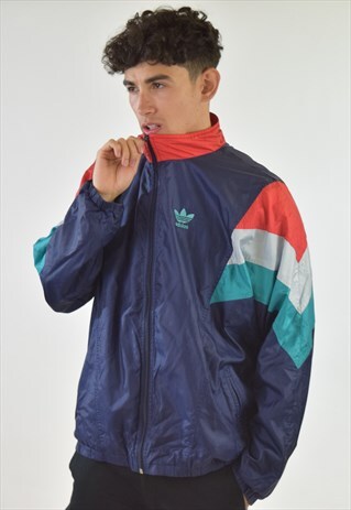 VINTAGE BLUE ADIDAS SHELL WINDBREAKER TOP JACKET