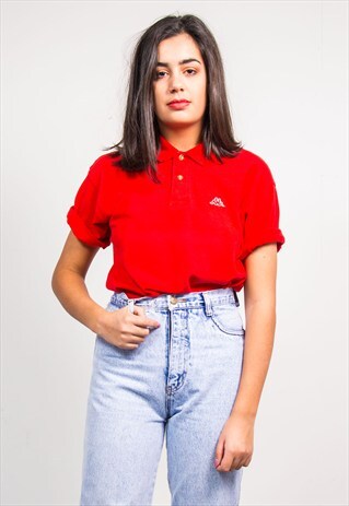 VINTAGE 90'S RED KAPPA POLO T-SHIRT