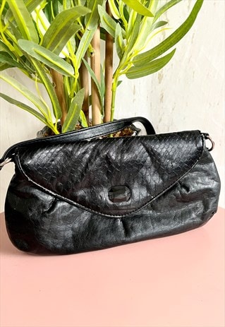 VINTAGE SNAKESKIN PATTERNED BLACK RETRO Y2K BAG