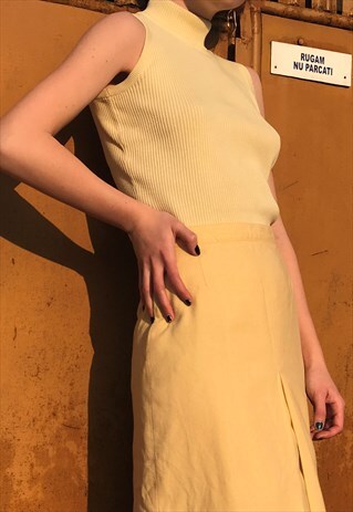 CREAM YELLOW MOCKNECK TOP