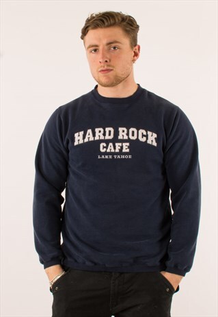 VINTAGE NAVY HARD ROCK CAFE CREWNECK SWEATSHIRT MEDIUM