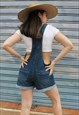 VINTAGE 90S DARK BLUE DENIM OVERALL DUNGAREE SHORTS