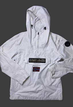vintage napapijri white hooded windbreaker jacket 