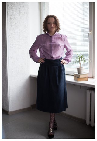 VINTAGE 80'S MIDI NAVY CORDUROY SKIRT
