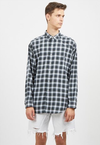 VINTAGE BLUE POLO RALPH LAUREN LONG SLEEVE CHECKERED SHIRT
