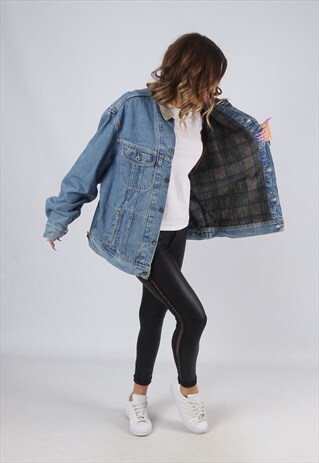 DENIM JACKET LEE LINED OVERSIZED WINTER UK 18 - 20 (CK2N)