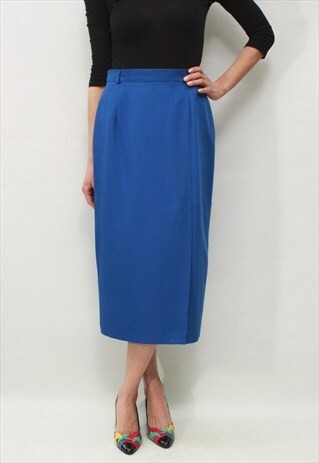 VINTAGE 50' AMAZING BEAUTIFUL PENCIL ELECTRIC BLUE SKIRT