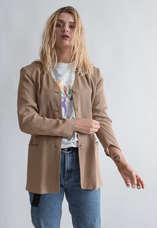 VINTAGE 80S NUDE V-NECK BLAZER