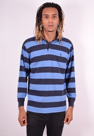 POLO RALPH LAUREN MENS VINTAGE POLO SHIRT LONG SLEEVE MEDIUM