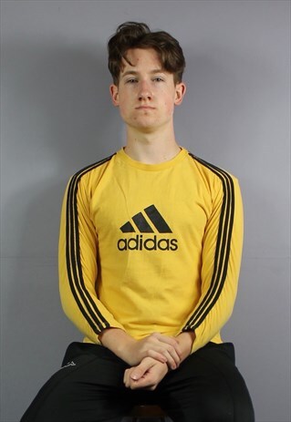 VINTAGE ADIDAS LONGSLEEVE IN YELLOW WITH PRINTED LOGO AND TH