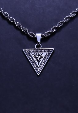 Silver Necklace Men Illuminati Chain Necklace Pendant