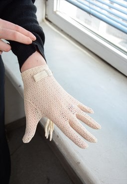 Vintage 70's Cream Bohemian Crochet Gloves