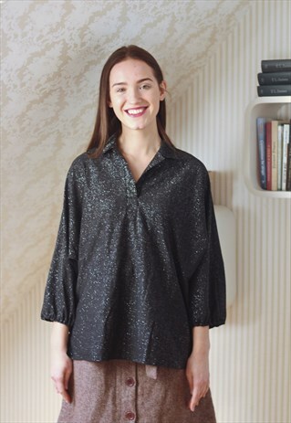 BLACK GLITTERY SHINY SPARKLING BLOUSE