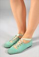 VINTAGE TEAL GREEN BALLERINA SHOES (UK 4) BR2812