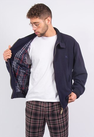 VINTAGE BURBERRY JACKET NAVY BLUE WOOL