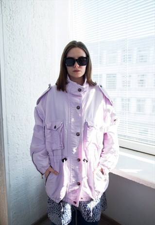 VINTAGE 80'S LILAC HIGH COLLAR PARKA