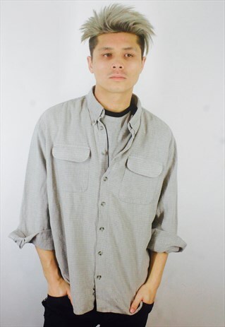 TOM TAILOR VINTAGE MENS GREY CHECK FLANNEL SHIRT