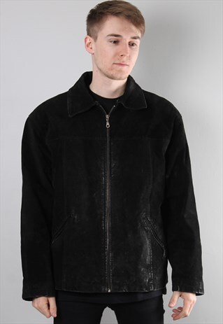 VINTAGE BLACK SUEDE JACKET LARGE