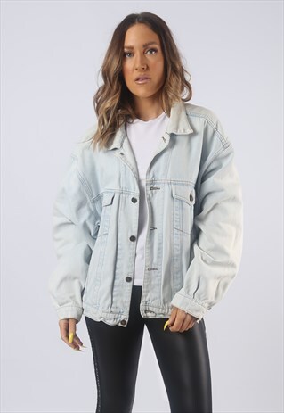 VINTAGE DENIM JACKET OVERSIZED FITTED UK 18 XXL (GBCT)