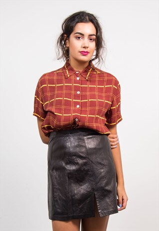90'S VINTAGE CHECK PATTERN SHORT SLEEVE SHIRT