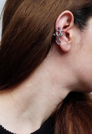 SALAMANDER EAR CUFF EARRINGS WOMEN STERLING SILVER EARRINGS
