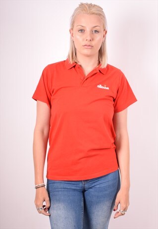 ELLESSE WOMENS VINTAGE POLO SHIRT MEDIUM RED 90S