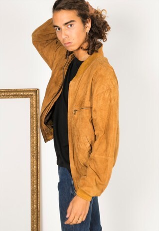 VINTAGE 80S WINTER BOMBER SUEDE JACKET