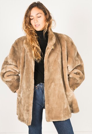 VINTAGE 80S FAUX FUR COAT / R0115