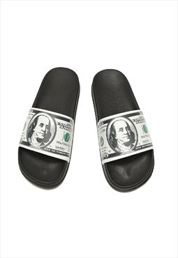 Beach dollar slippers open toe shower sandals in black