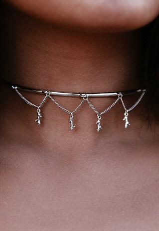 TORTURED FOREST THORN CHOKER SILVER
