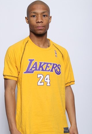 VINTAGE CHAMPION LOGO LAKERS KOBE BRYANT T-SHIRT YELLOW