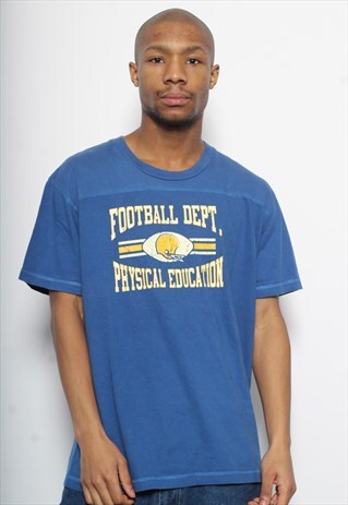 VINTAGE CHAMPION AMERICAN FOOTBALL LOGO T-SHIRT BLUE