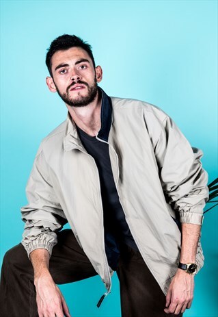 VINTAGE 1980S BOMBER JACKET IN BEIGE