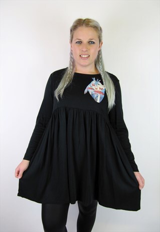 FAIRY ANATOMICAL HEART BLACK BABYDOLL DRESS