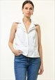 Anne Fontaine French White Sleeve Shirt Buttons Top 4732
