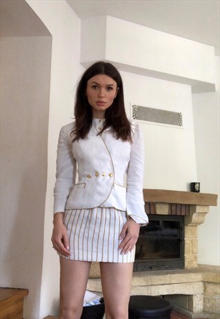 VINTAGE OFF WHITE COLOUR LINEN CO ORD SUIT FROM 90S 3 PIECES