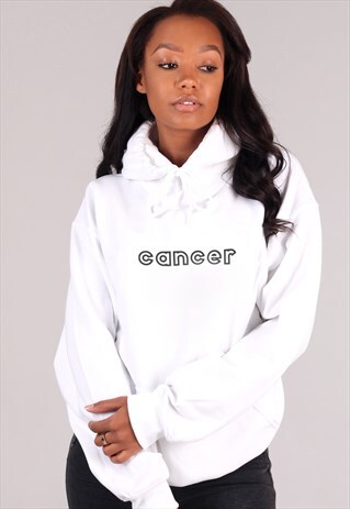 OVERSIZED CANCER STARSIGN HOODIE IN WHITE