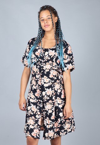VINTAGE FULL BUTTON FLORAL DRESS