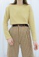 90S VINTAGE BEIGE YELLOW LONG SLEEVED TOP