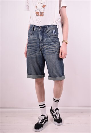 MENS VINTAGE DENIM SHORTS W28 BLUE 90'S