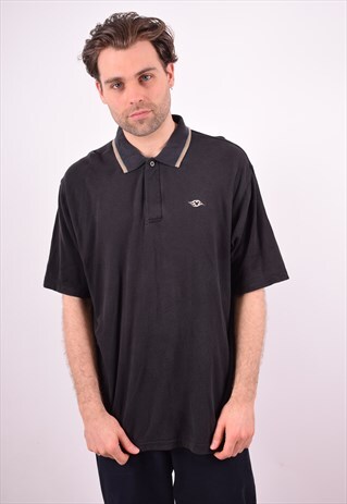 DISNEY MENS VINTAGE POLO SHIRT LARGE BLACK 90S