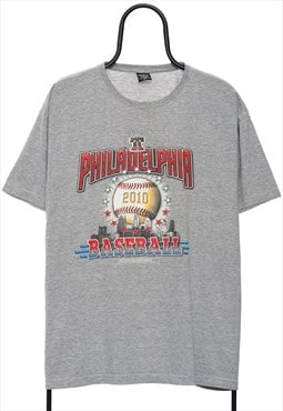 Retro Philadelphia Baseball Graphic Grey TShirt Womens