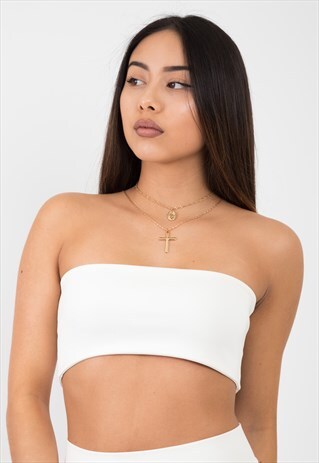 WHITE BASIC MINIMALIST BANDEAU DOUBLED