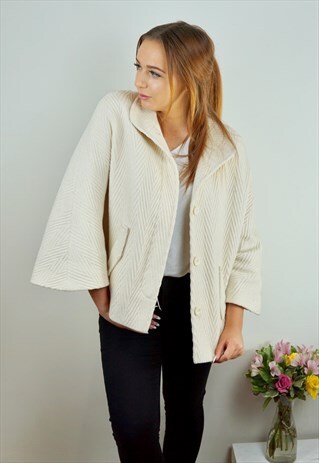 CREAM OPEN CAPE JACKET
