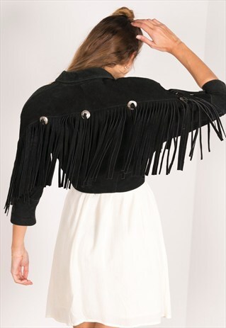 VINTAGE 80S FRINGED SUEDE JACKET / R01730