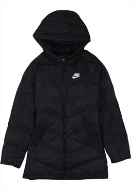 Vintage 90's Nike Puffer Jacket Swoosh Hooded Black XSmall